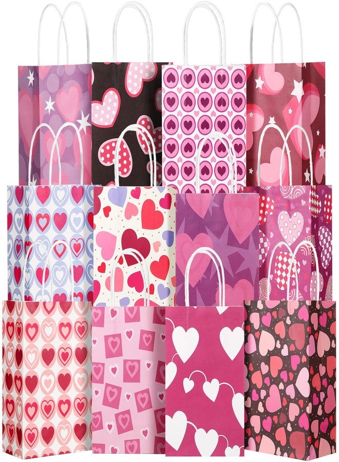 Yexiya 48 Pcs Valentine's Day Paper Gift Bags Bulk Heart Goodie Treat Valentines Party Favor Bags with Handle for Gift Wrapping Party Spuulies - Image 1